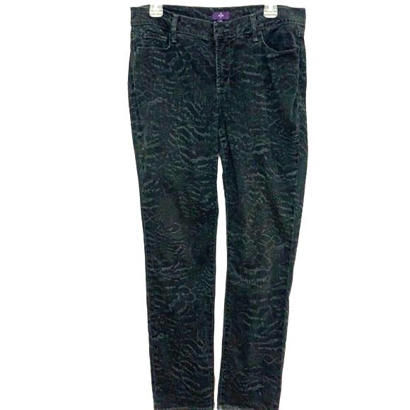 NYDJ Skinny Animal Print Lift Tuck Technology Charcoal Gray Black Size 10 - Picture 3 of 13